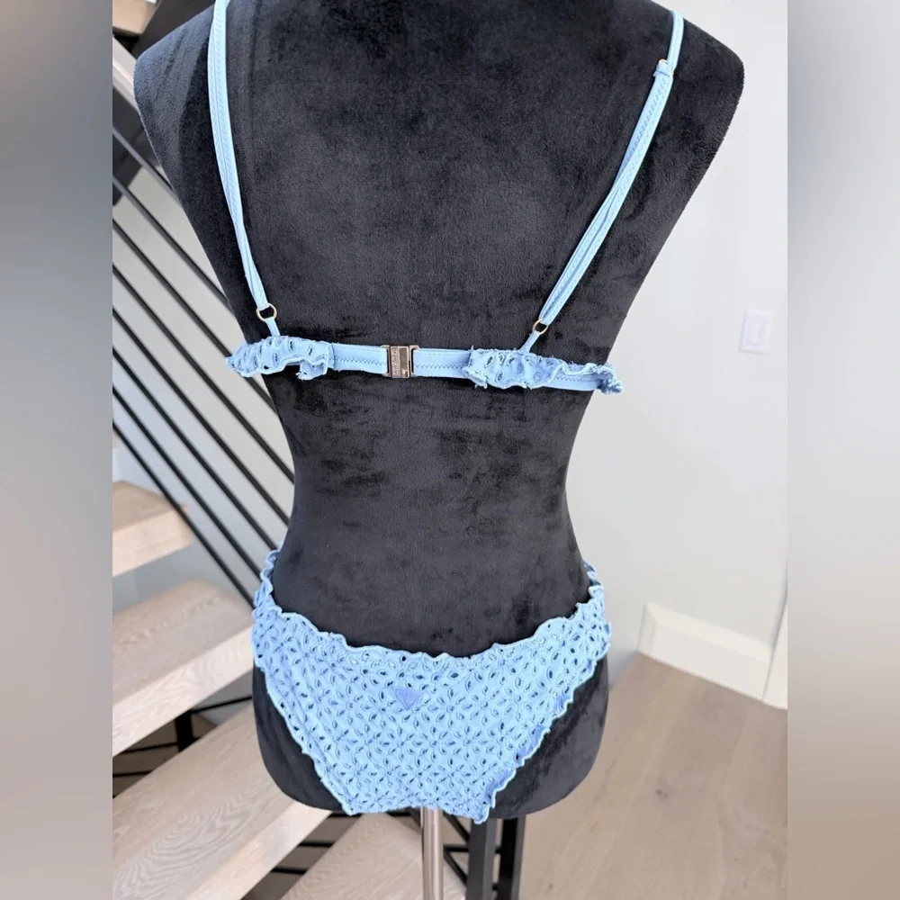 New Guess Blue Patterned Bikini Swimwear Swimsuit 2 piece Set size S